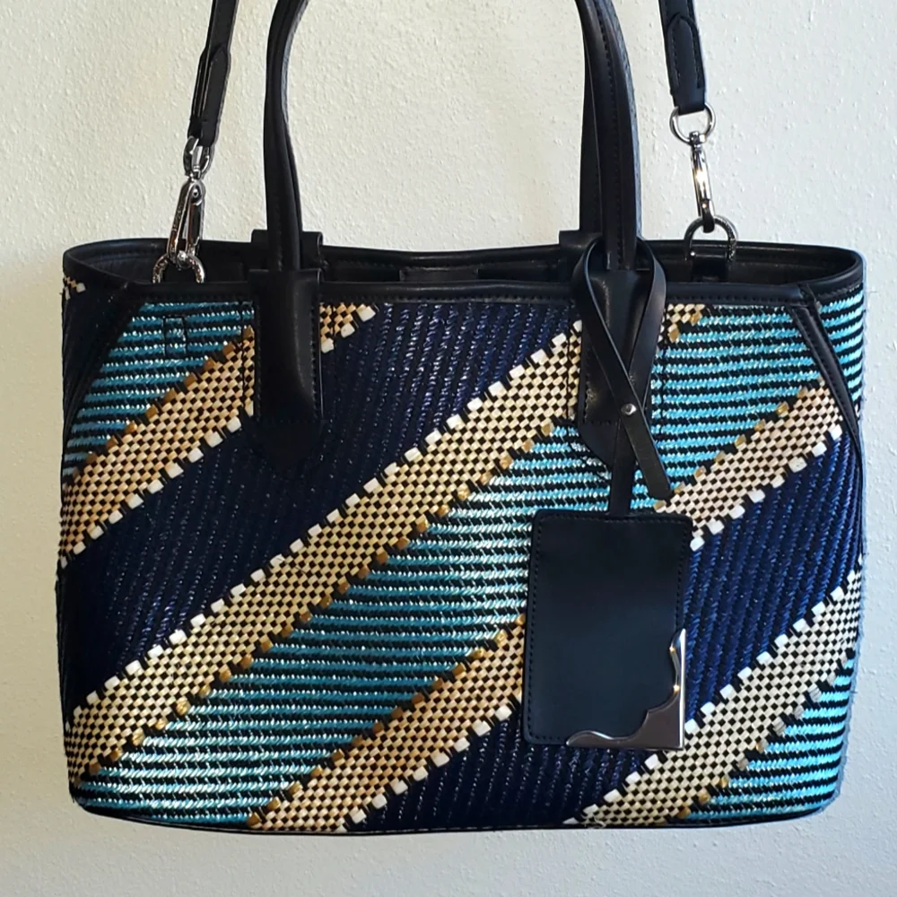 NWOT Calvin Klein Jacky Raffia Tote Shoulder Bag